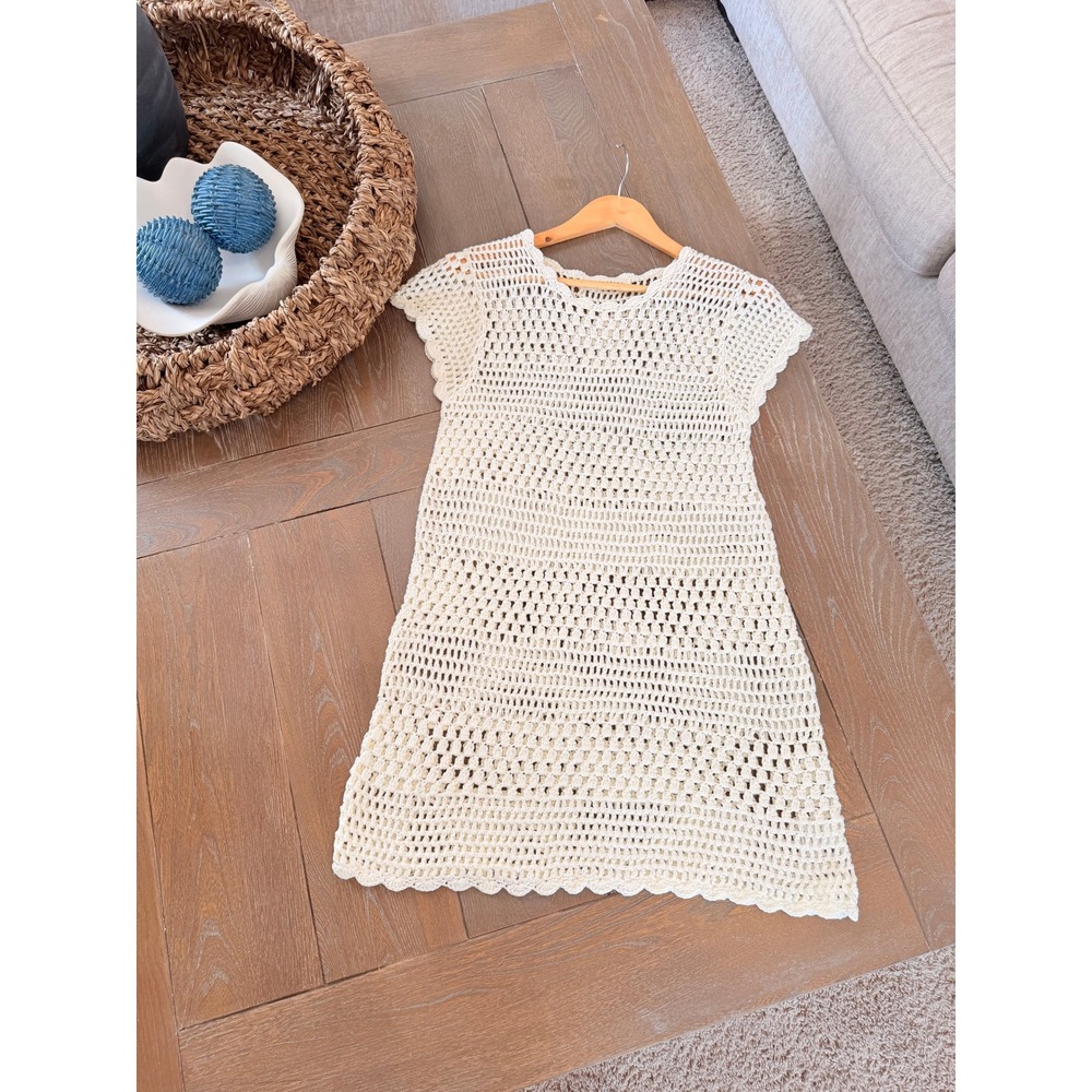 Pants‎ Store Crochet Cover Up Dress Womens Cream Medium